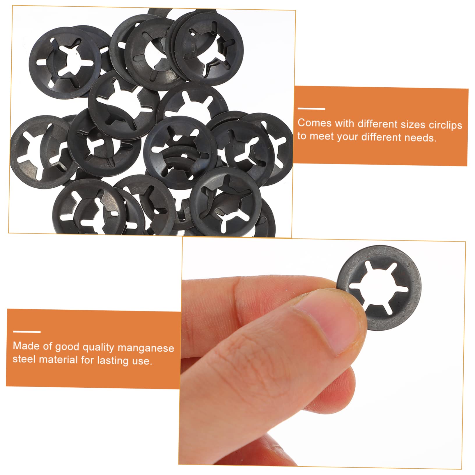 FUNOMOCYA Carbon Steel Retaining Ring 210pcs/kit Internal Tooth Washer Lock Washers Fastener for Axles Shafts
