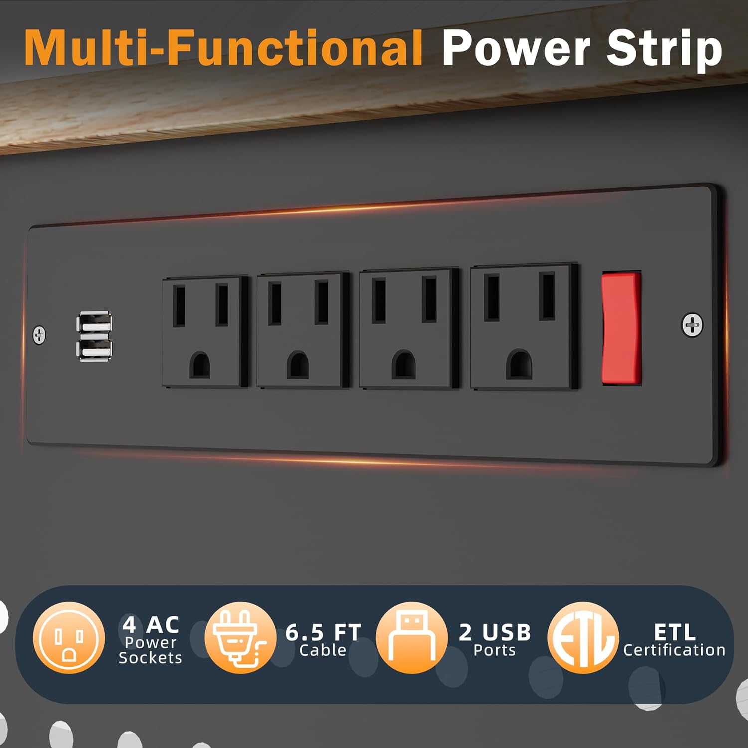 48" Adjustable Heavy Duty Workbench with Power Outlets & Pegboard, 2000 LBS Capacity Rubber Wood Top Work Table for Garage, Workshop, Home & Commercial