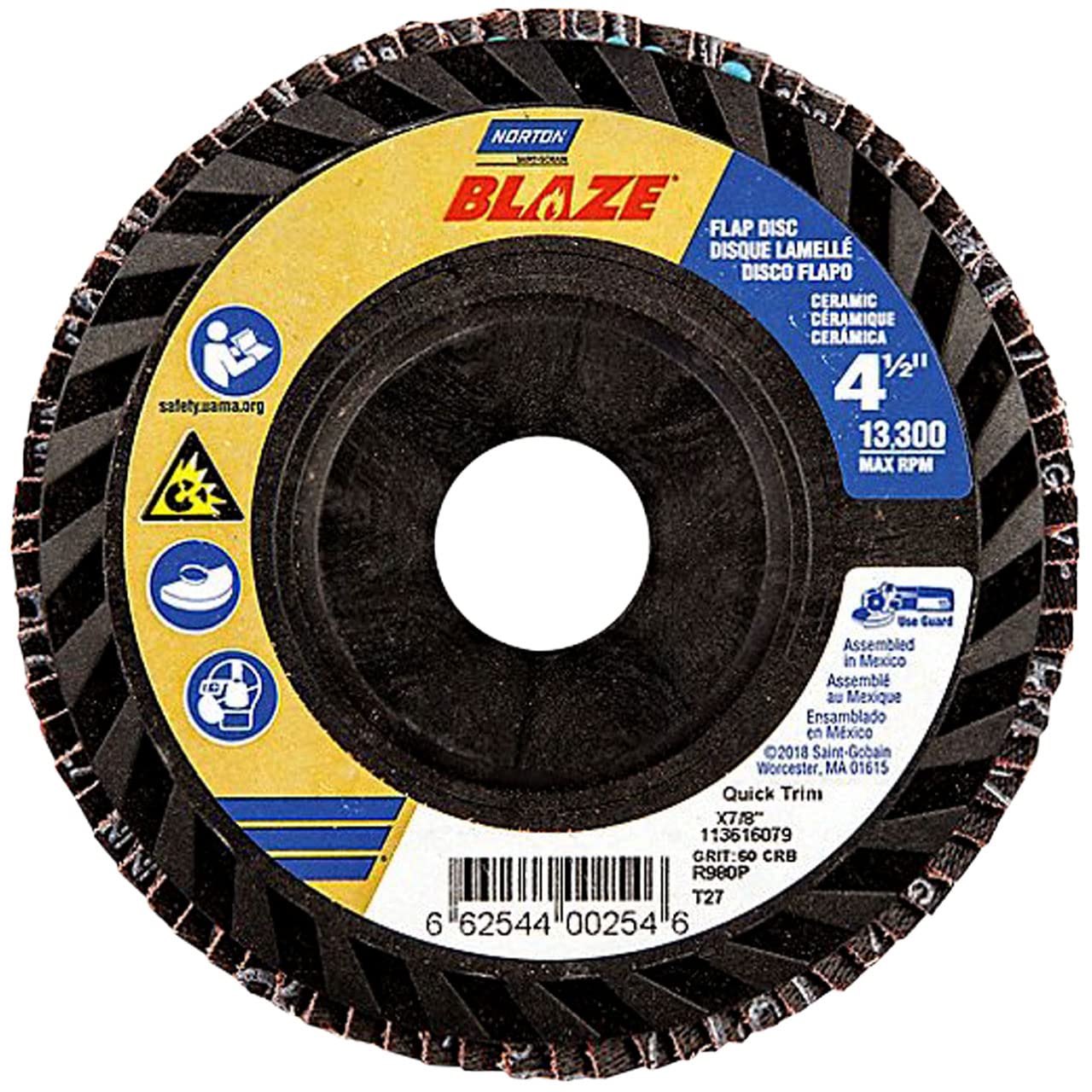 Ceramic Grinding Plate Norton 66254499894 4-1/2x5/8-11