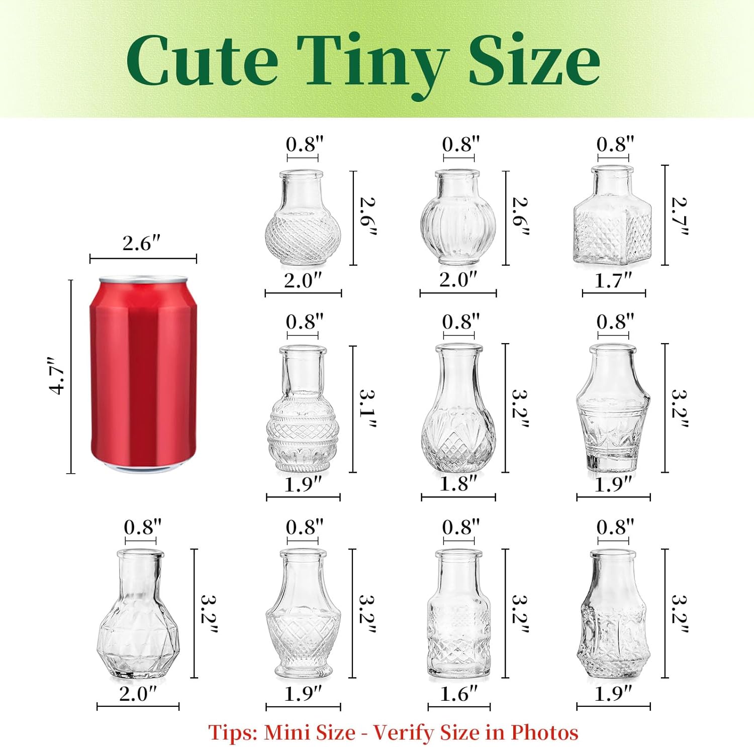 Small Glass Bud Vases Set of 20: Hewory Mini Vase Bulk for Wedding Centerpieces - Tiny Vases for Baby Showers Party Vintage Home Table Decor