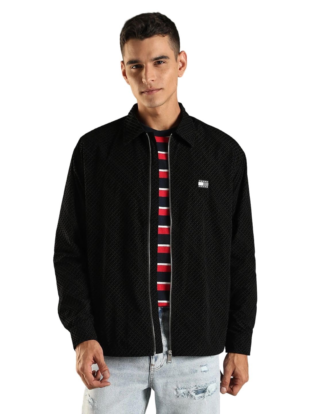 Solid polyester relaxed fit jacket-image-15