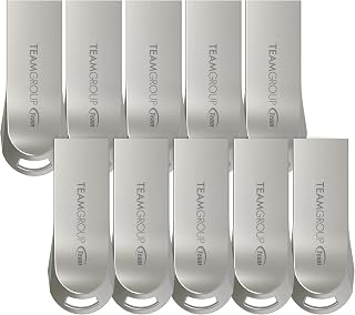 TEAMGROUP Metalwork Artistry C222 32GB 10 Pack USB 3.2 Gen 1 (3.1/3.0) Silver Metal Read 100MB/s Flash Thumb Drive, External Data Storage Memory Stick Compatible with Computer/Laptop TC222332GS23