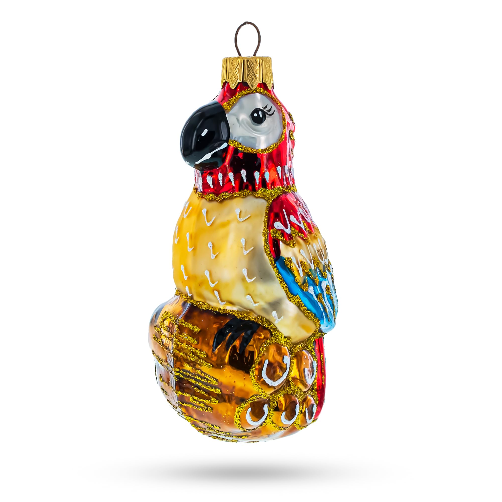 Perroquet coloré en verre BestPysanky suspension sapin Noël oiseau décoration exotique
