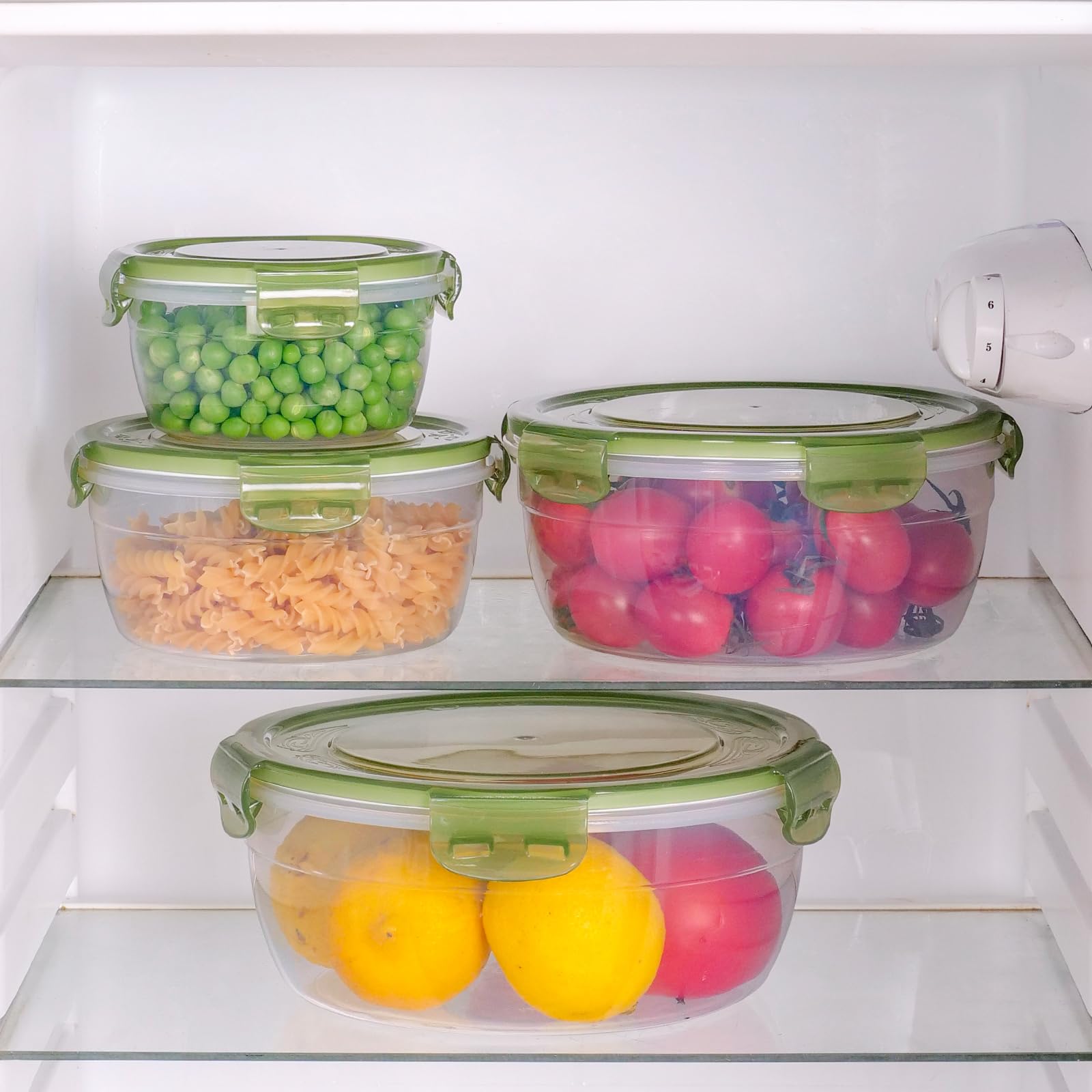 Today's Present Juego de 4 cuencos para mezclar con tapas, juego de recipientes de almacenamiento de alimentos, herméticos, apilables, a prueba de fugas, para cocina, sin BPA, microondas, lavavajillas