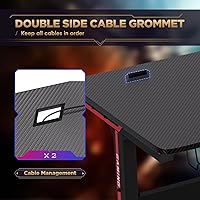 Vista 45 de PayLessHere Mesa de juego de 39 pulgadas Azul Escritorio para computadora en forma de Z con marco de acero, gancho para auriculares, pies