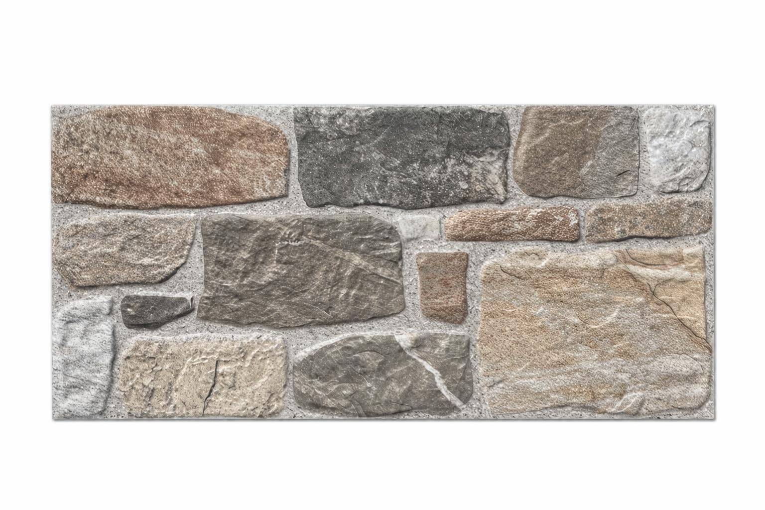 Piastrella Mattonella Gres Porcellanato Effetto Pietra, ciotoli fiume sfumato dim 25 x 50 cm, 10 Pezzi, 1,25 mq, per Rivestimento Interno/Esterno