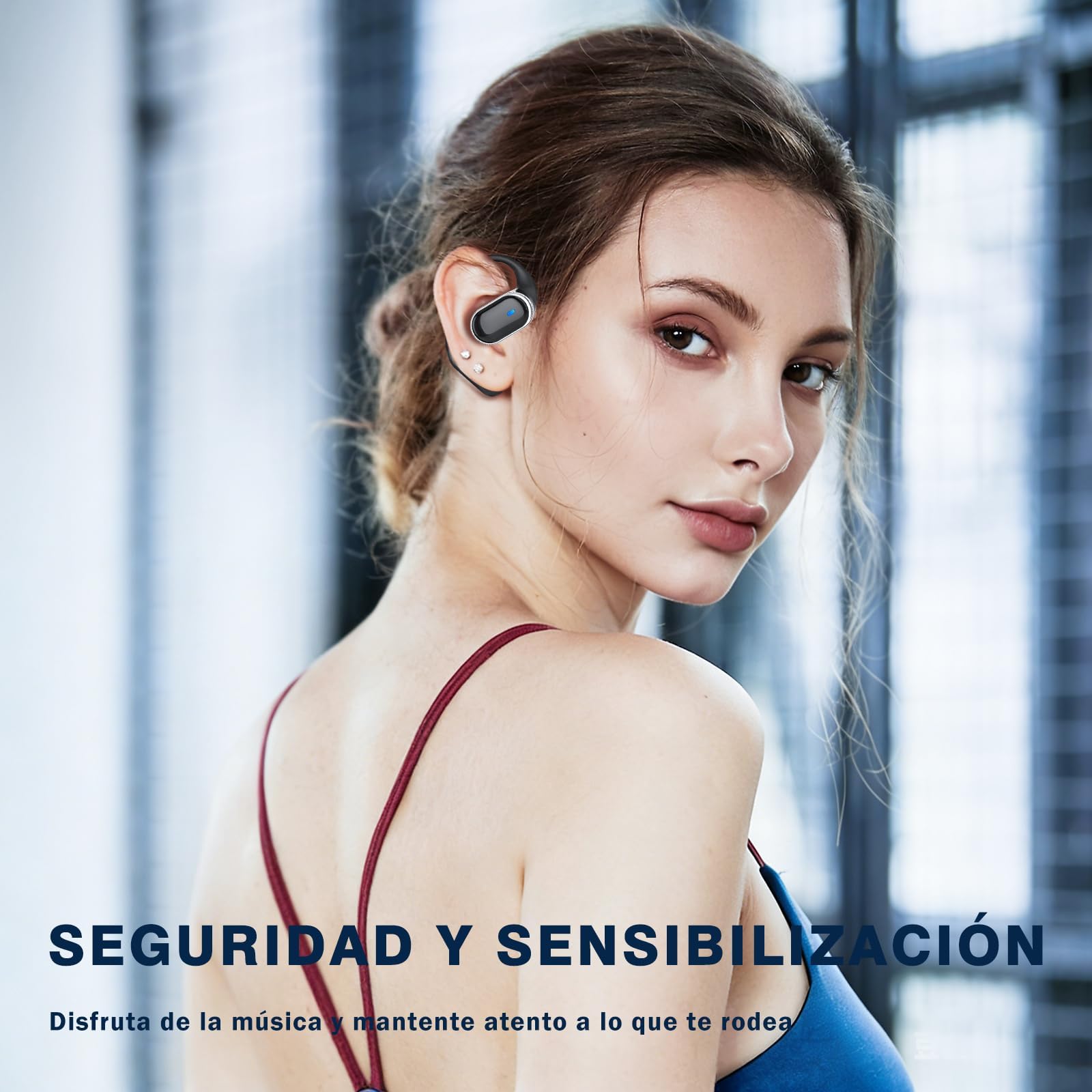 Auriculares inalámbricos de oído abierto con Bluetooth 5.4, 50 horas de autonomía, sonido estéreo y cancelación de ruido ENC; auriculares resistentes al agua (IPX7) con gancho ergonómico para deporte