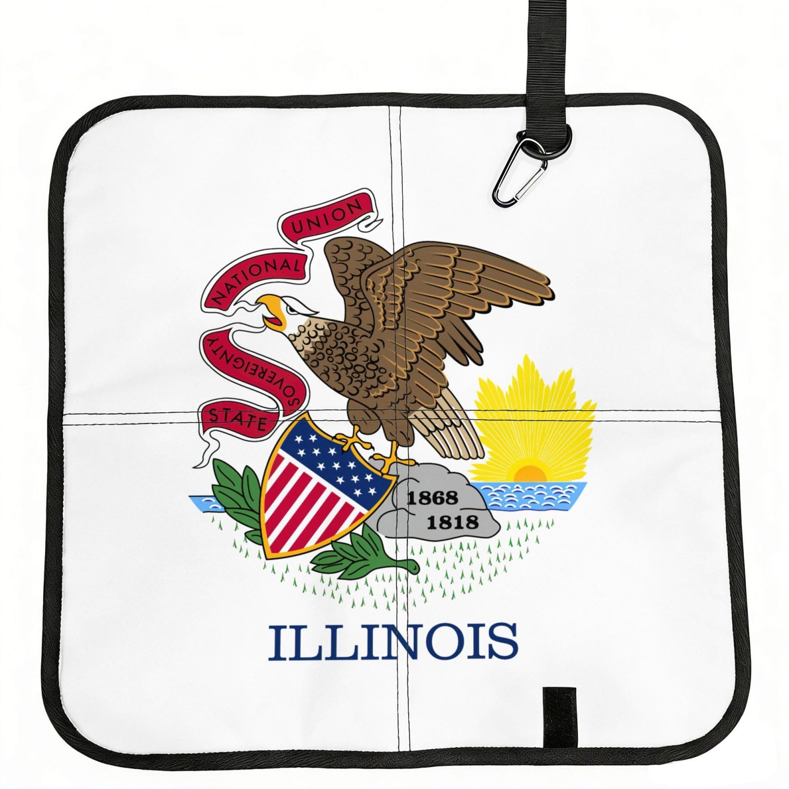 NImongt Illinois State Flag Print Portable Chair Pad Foldable Seat Cushion Outdoor Seating Office Picnic Camping