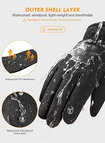 Miniatura 4 de TRENDOUX Guantes de invierno para hombre y mujer, 3M Thinsulate, cálidos, térmicos, impermeables, guantes de esquí