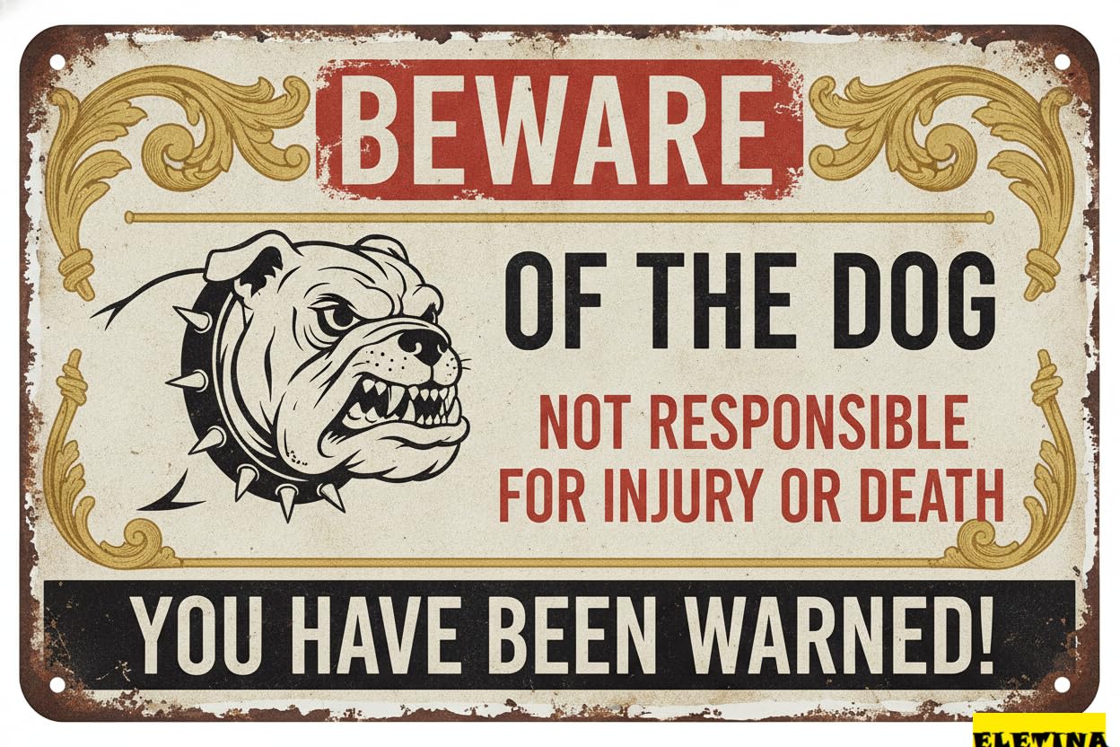 Tin Sign for Man Cave Beware Of The Dog Mastiff You Have Been Warned Aluminum Metal Tin S Outdoor Yard Warning Fence Yard Home Kitchen Farm Garden Wall Decor 8x12 Inch Private Property Decorative