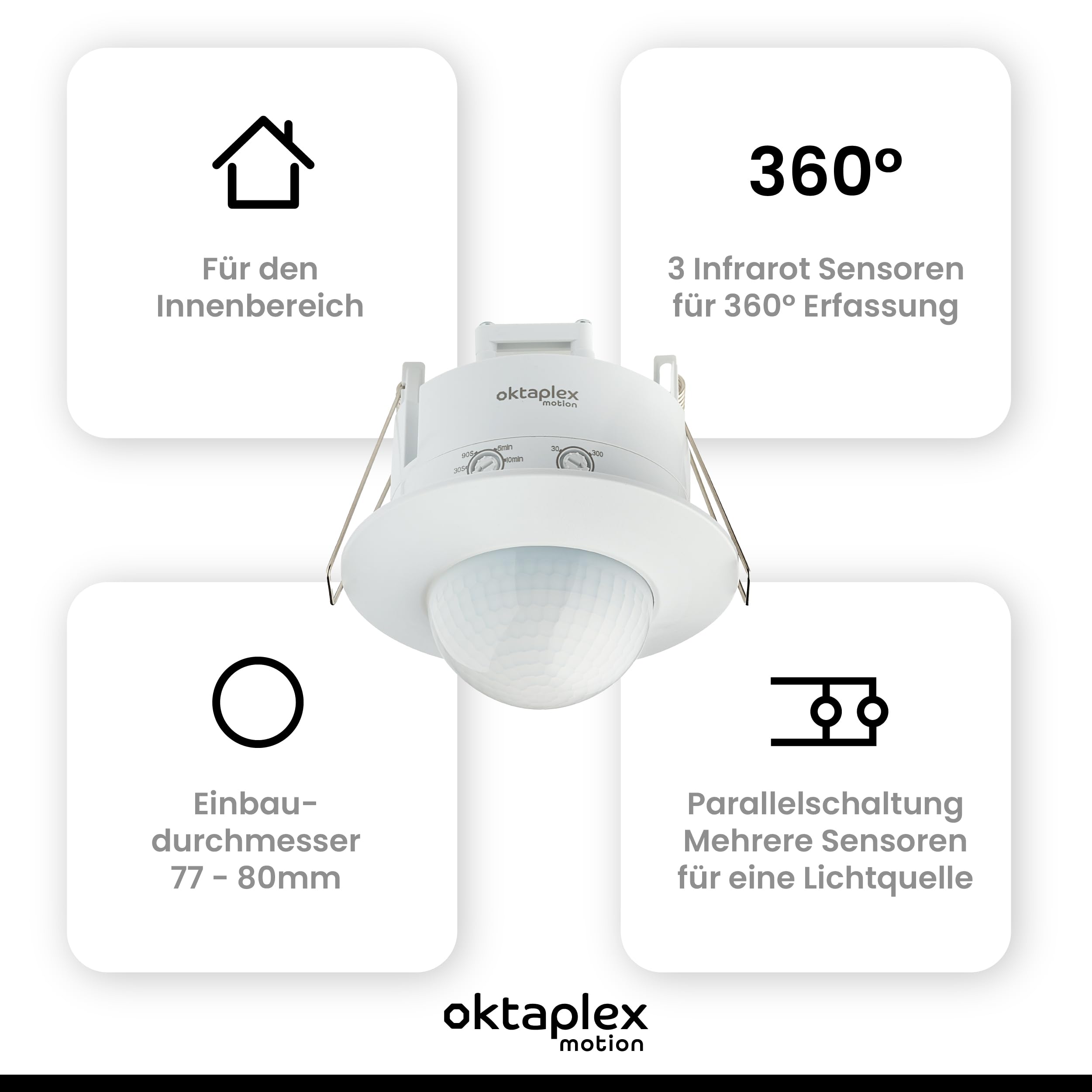 Mini PIR bewegingssensor - 360 graden - Plafond - Inbouw Mini PIR bewegingssensor - 360 graden - Plafond - Inbouw