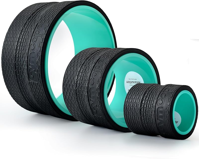 GymCope 3-Pack Back Roller Wheel Set, Spine-Safe Groove, 500 lbs | 1/2in sweat-resistant foam over ABS core, 3-pack 4in 6in 10in wheels, spine-safe groove, 500 lbs, yoga pilates gym, pvc free