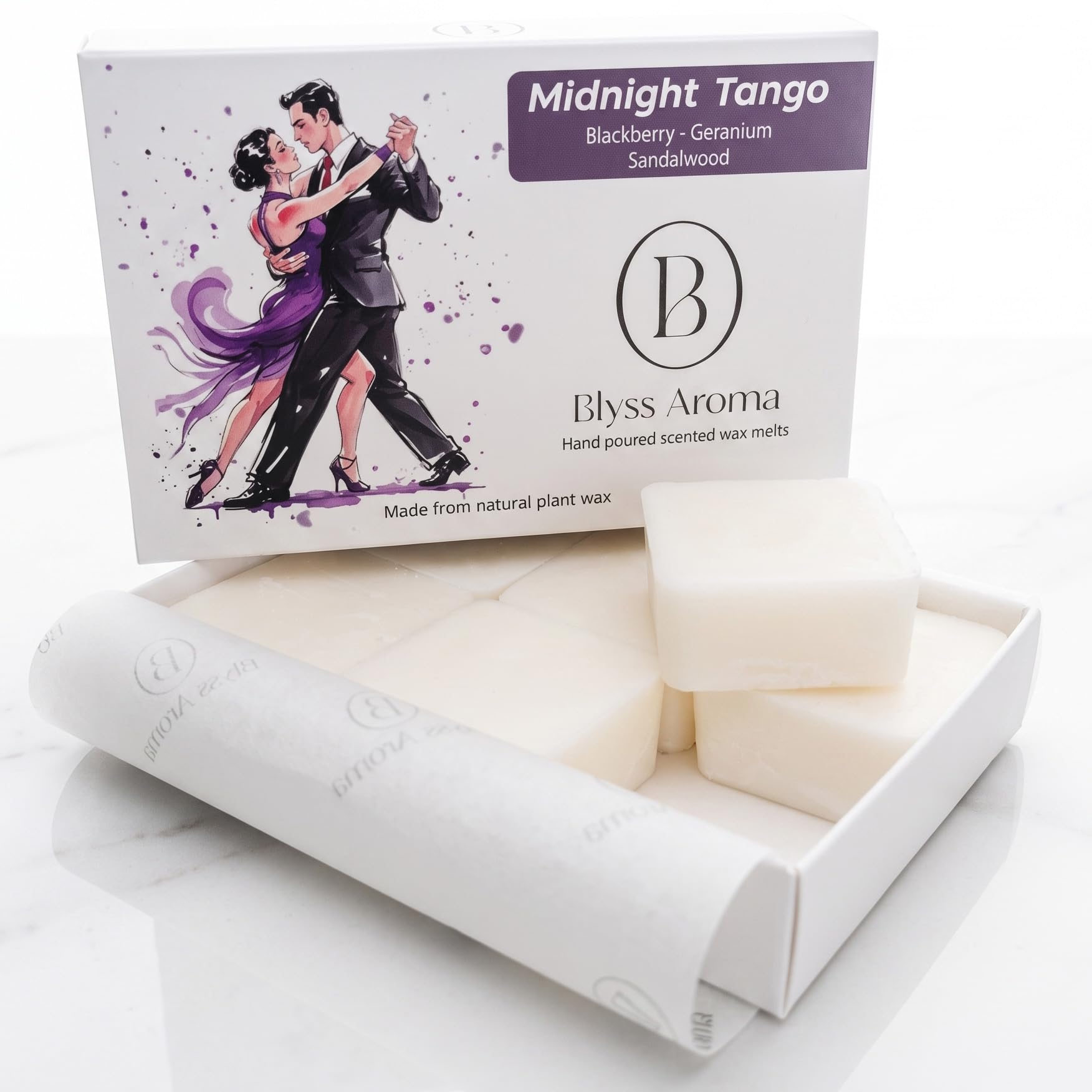 Blyss Aroma Luxury Wax Melts | Midnight Tango (BlackBerry & Bay) | Premium Coconut & Rapeseed Wax Blend | 120g Total (Over 100hrs of Scent) | Highly Scented | Vegan & Eco-Friendly
