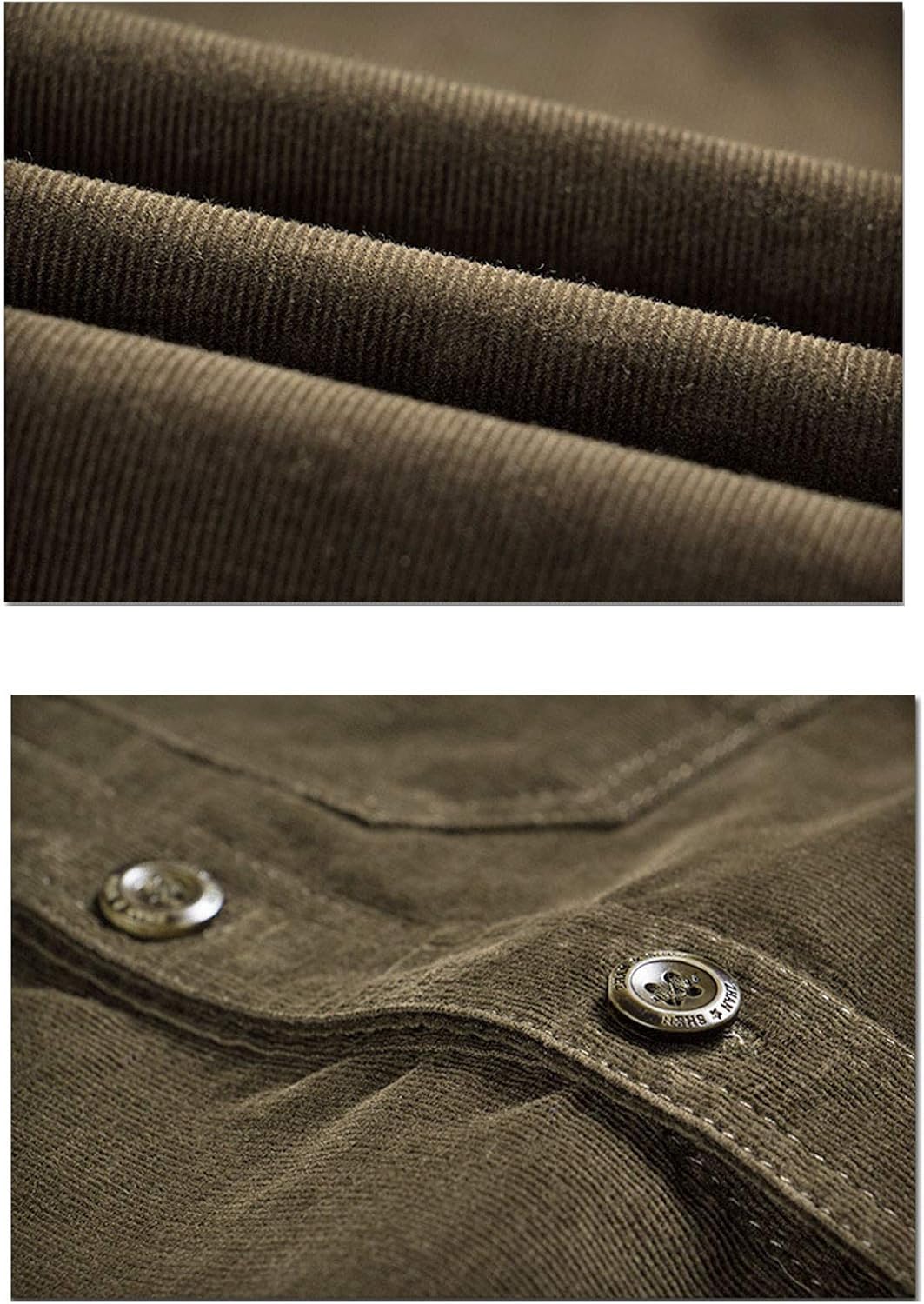Flygo Men's Casual Long Sleeve Flannel Cotton Plaid Button Down Shirt Jacket (Large, Army Green)