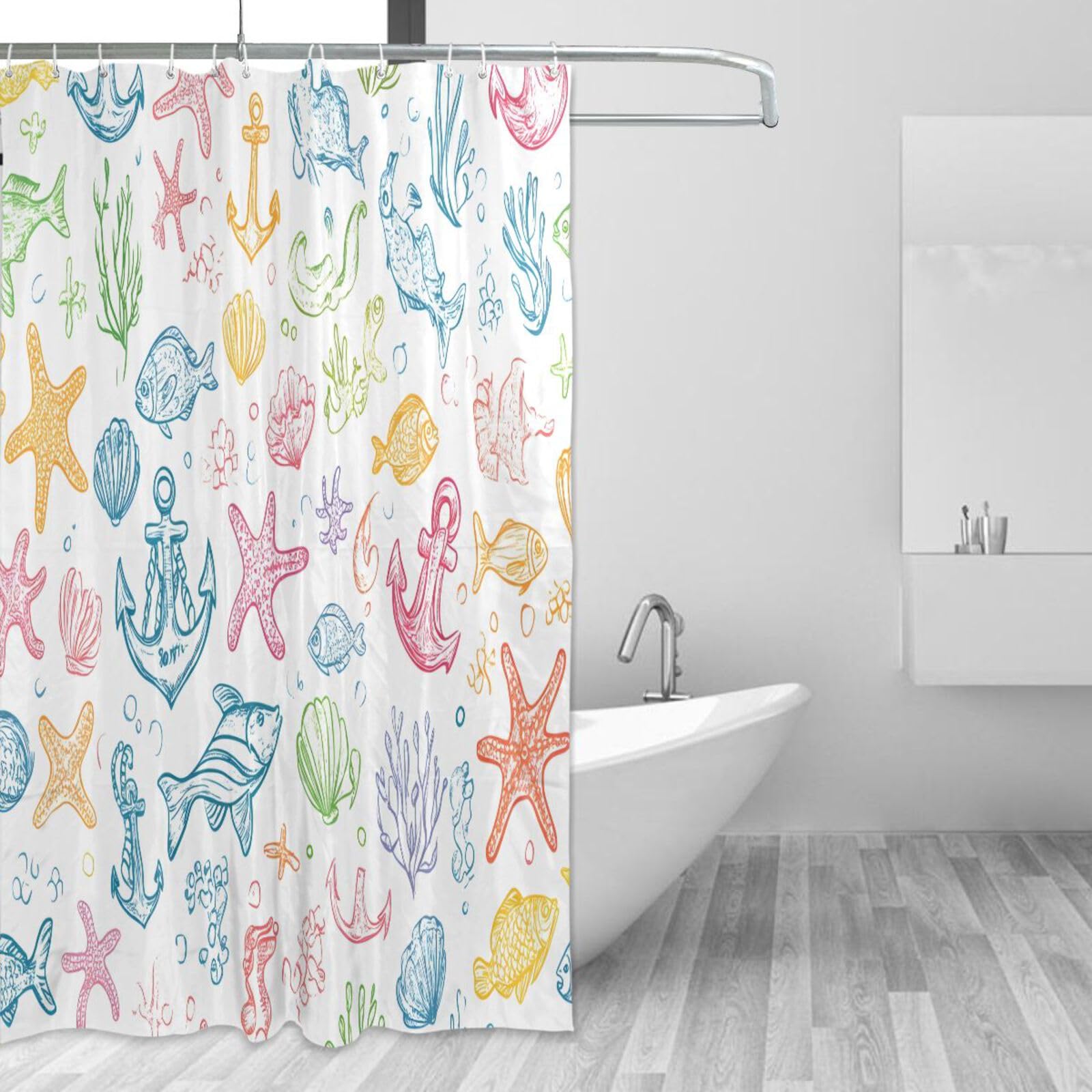 Rideau de douche imperméable pour éviter l'eau au sol salle de bain lavable