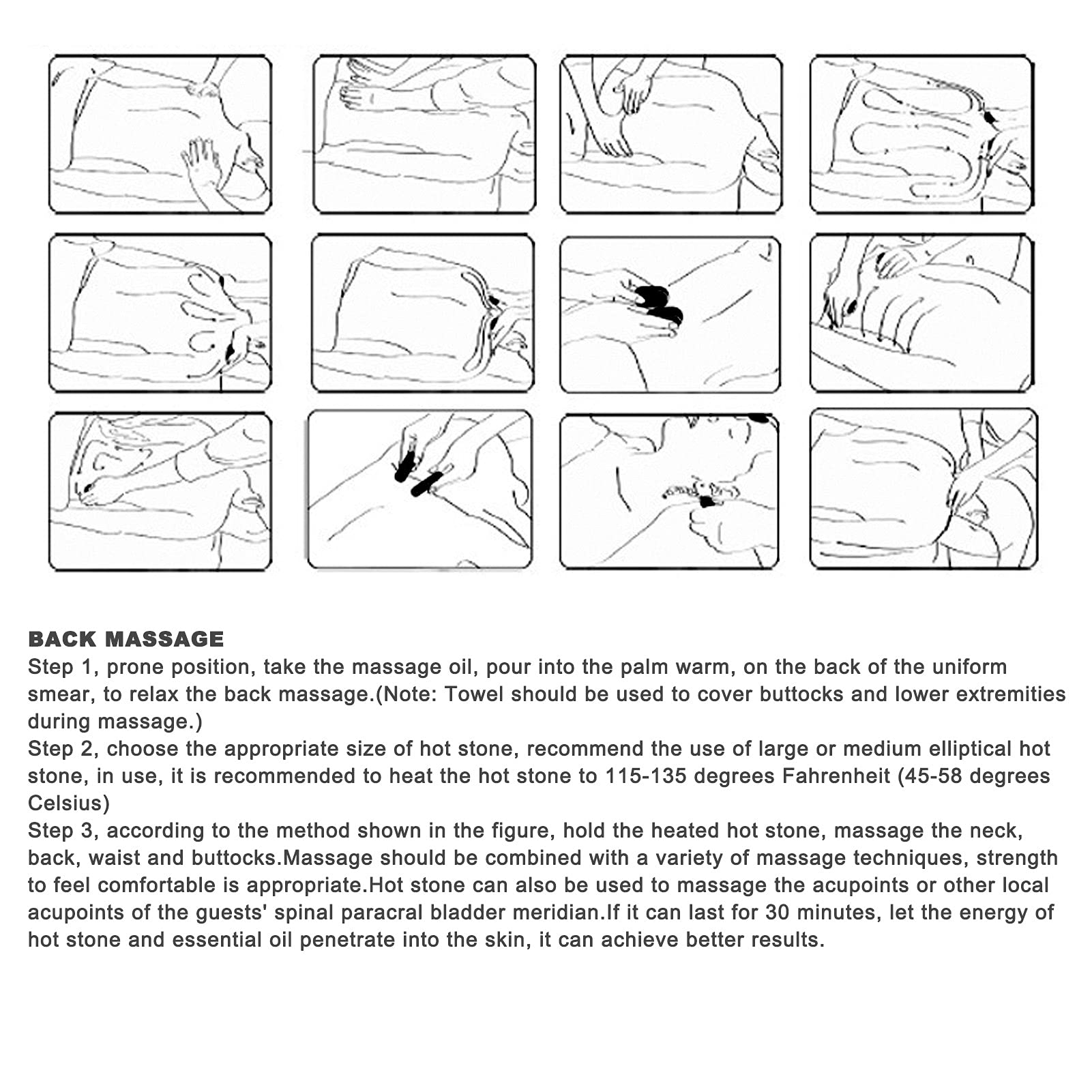 Zestaw do masażu gorącymi kamieniami Profesjonalne gorące kamienie do masażu SPA z olejkami eterycznymi Naturalne szare kamienie 27 sztuk w różnych rozmiarach do salonu piękności