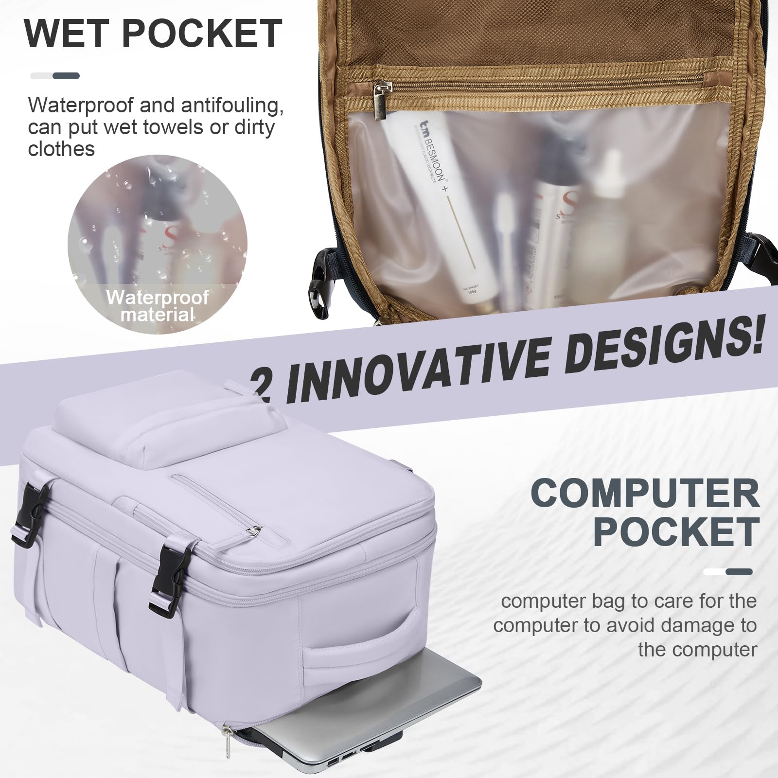 Zaino da Viaggio per Ryanair 40x20x25 Bagaglio a Mano Zaino Borse da Cabina per Ryanair Il Sedile Zaino Aereo Bagaglio a Mano Donna Borsa Cabina Viaggio Zaino Travel Viaggio Casual Daypack,Viola Taro
