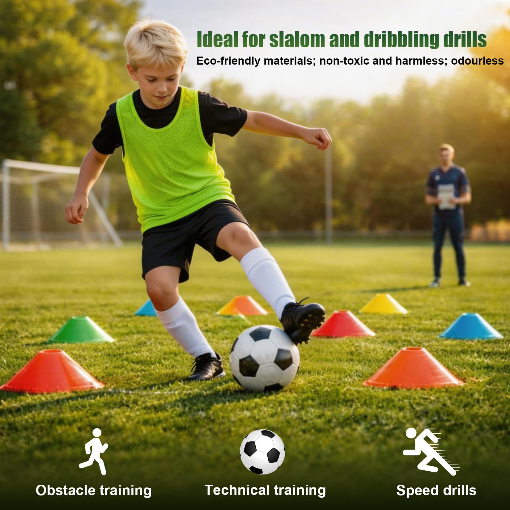 Xujinsongg 20 Pièces Plots de Marquage pour Football Cône, Plots Entraînement Cônes de Marquage, cônes de Football pour Hockey, Patinage sur Glace, Handball, entraînement de Coordination