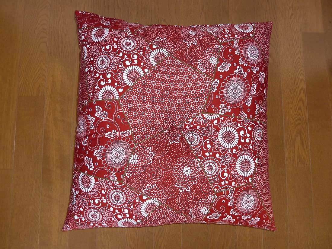 Amazon.co.jp: 銘仙判座布団10枚組セット 55x59cm エンジ刺し子柄