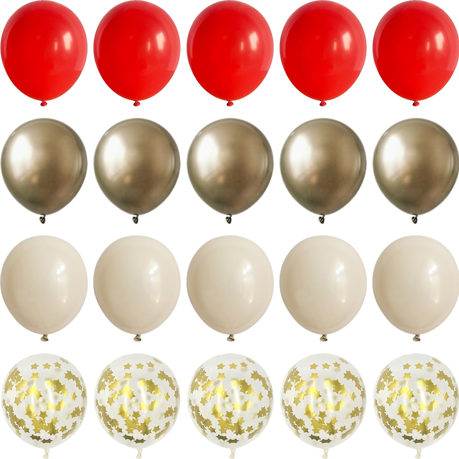 Red and White Balloons Set, Red Sand White and Gold Latex Balloons for Christmas Holiday Winter New Year Party Decorations