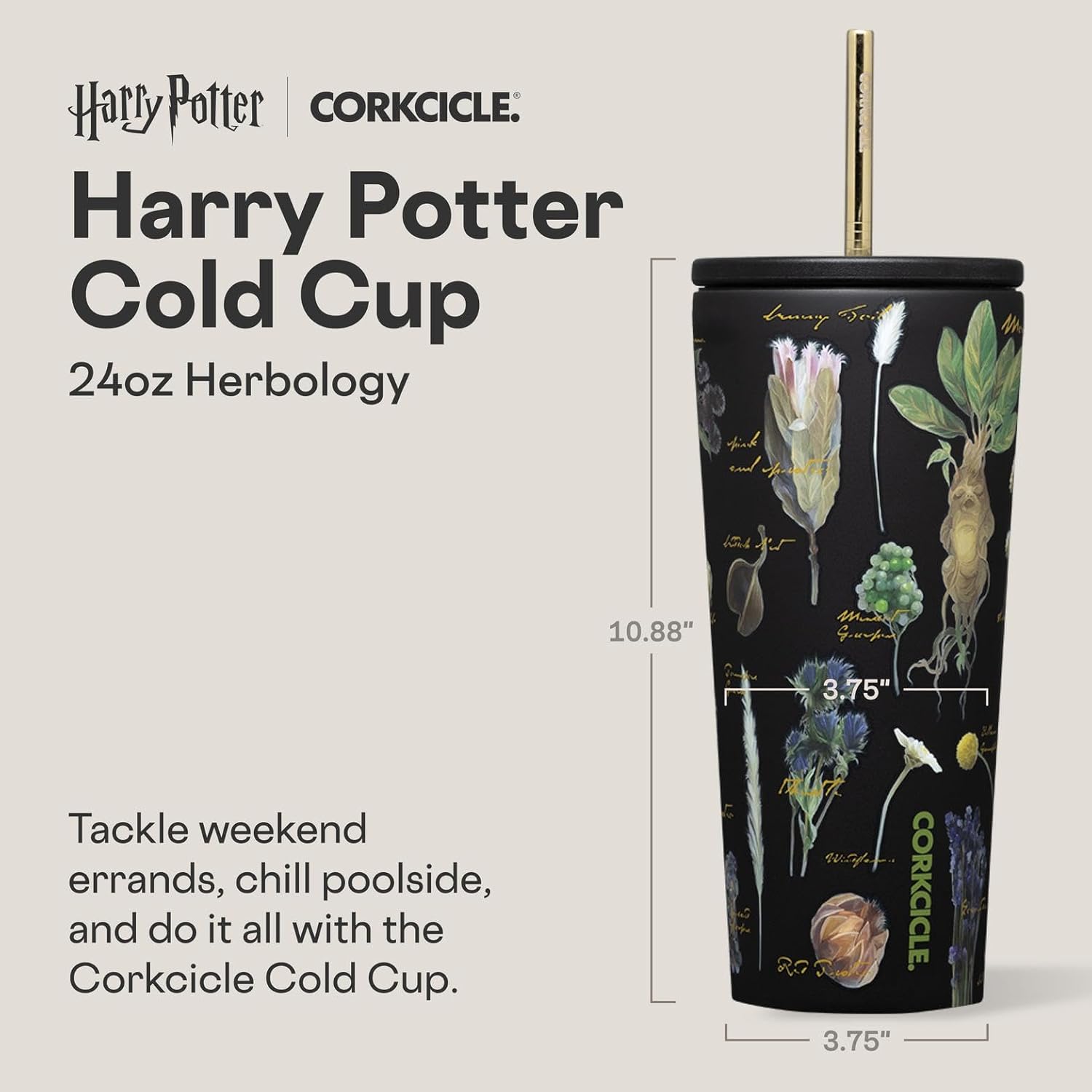 Corkcicle Warner Brothers Cold Cup - Keeps Drinks Cold for 12 Hours - Triple-Insulated Stainless Steel - Straw & Screw-On Lid - Summer Drinkware Gift - Keeps Drinks Ice Cold - 24 oz - Harry Potter