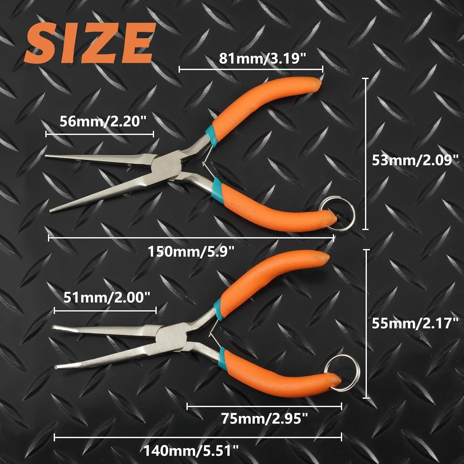 SPEEDWOX 2PCS Long Needle Nose Pliers With Curved & Straight Tips, Hook & Wire Looping Pliers, Anti-Loss Lanyard