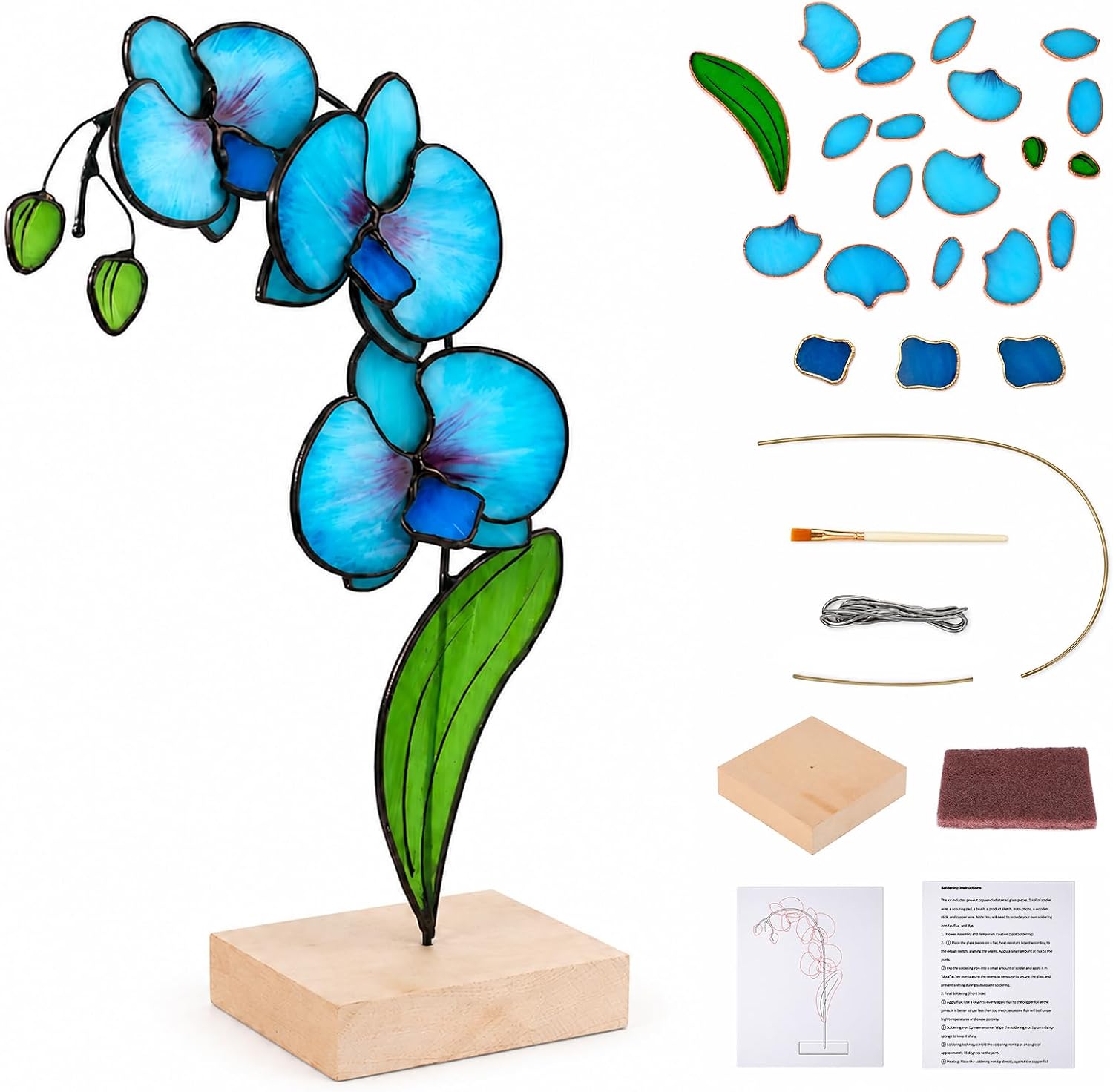 Stained Glass Kit Flowers Pre Cut Stained Glass DIY Stained Glass Craft Kit