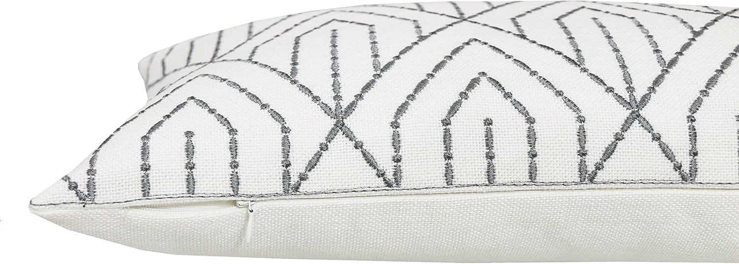 Slow Cow Linen Embroidery Decorative Rectangle Throw Pillow Cover Lumbar Cushion Cover Pillowcases for Bed Couch Sofa 12 x 20 Inches Dark Gray