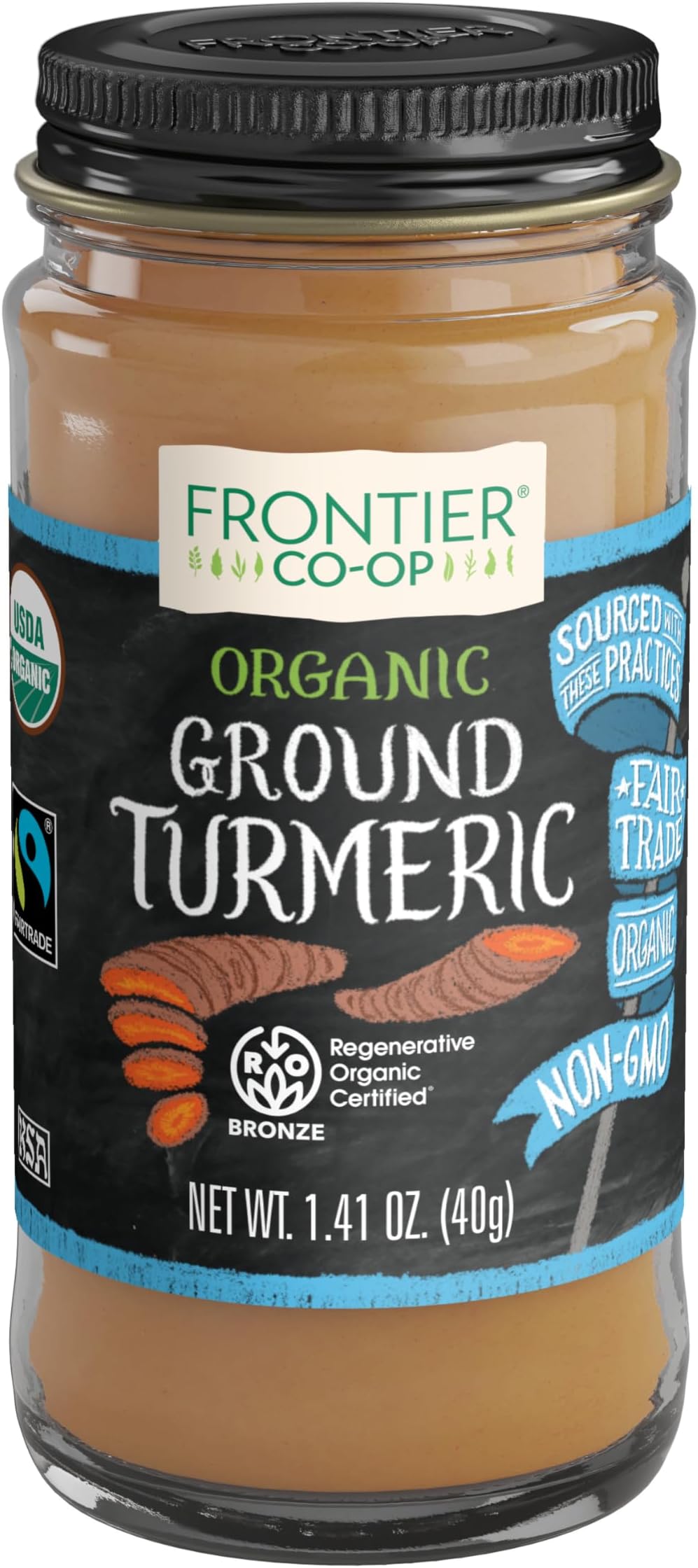 Frontier Co-op Ground Turmeric Root, 1.41 Ounce Jar, Regenerative Organic Certified