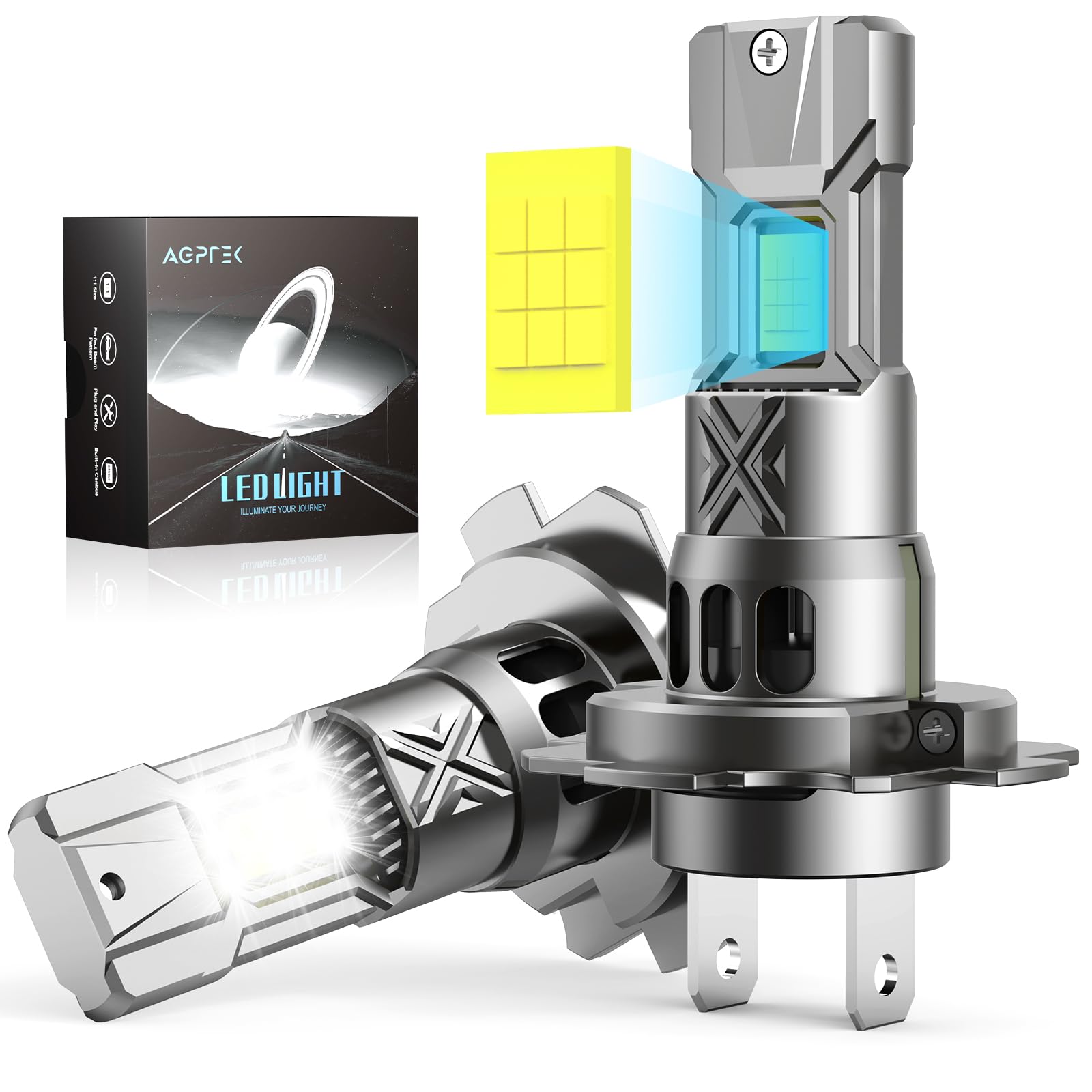 AGPTEK H7 LED Lampadine Fari 24000LM, H7 LED Canbus 100W con Chip CSP, 18pcs LED, 800% Luminosità, 6000K Bianco Freddo, Non Polarità, Impermeabile IP68, Plug and Play, Sostituzione Alogena, 2 Pezzi