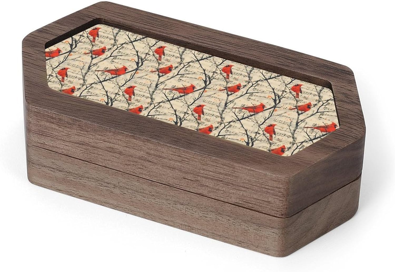 LYERSKD Red Cardinal Bird Vintage Music Notes Jewelry Box