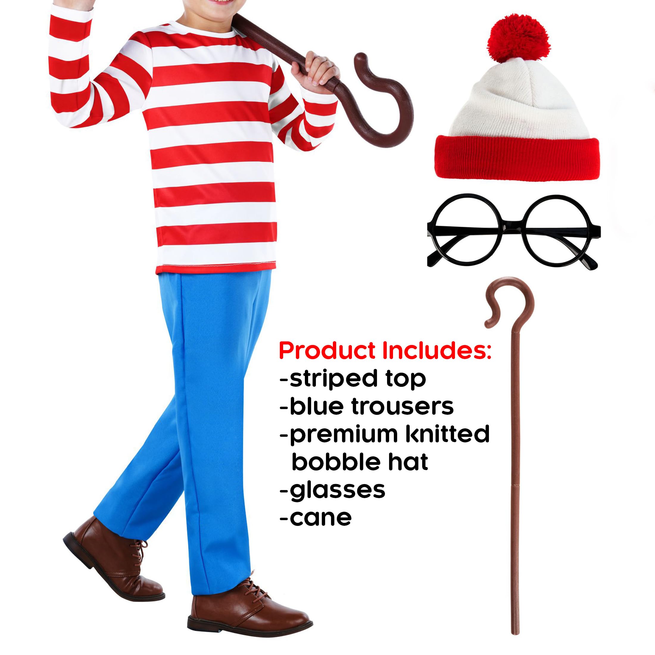 Morph Red and White Striped Costume Kids, Striped Character Fancy Dress, World Book Day Costumes for Kids Small - Image 2