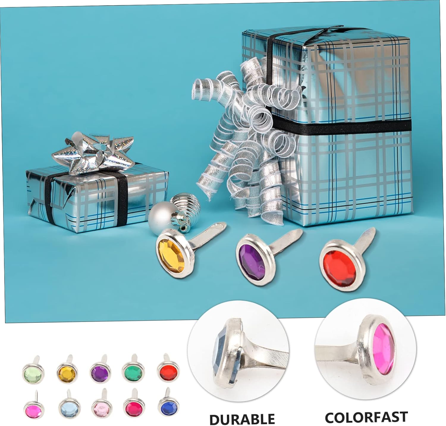 DIYEAH 100Pcs Mini Round Brads Metal Fasteners for Paper Crafts Scrapbooking DIY Projects Random Colors
