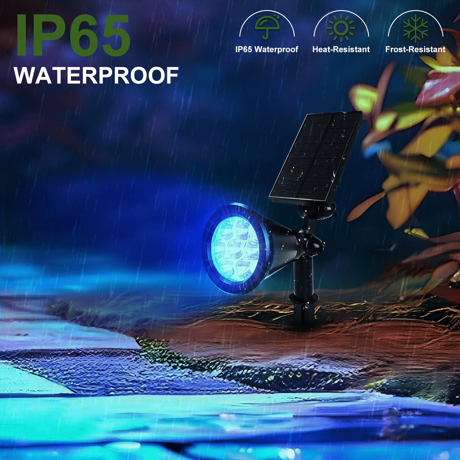 Faretti Energia Solare da Esterno 10 Pezzi,Fosingut 7 LED RGB Faretti Solari a LED da Esterno,IP65 Impermeabile Faretto Solare,Lampioncini Solari da Giardino per Cortile,Vialetto,Scala,Paesaggio,Alber