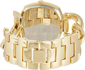 U.S. Polo Assn. Womens Gold-Tone Chain Bracelet Watch 38mm Square Case, Rhinestone Dial, Adjustable Link Strap, Elegant Quartz Dress Watch with Gift-Box