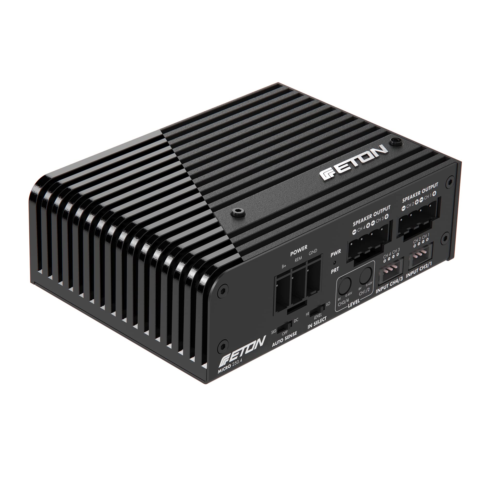 ETON Micro 250.4 – sehr kompakte 4-Kanal Endstufe, Class-D Digital Verstärker, perfekt für PKWs und Reisemobile
