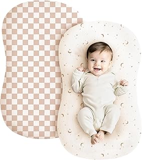 Konssy Muslin Baby Lounger Cover 2 Pack, 100% Cotton Newborn Lounger Cover, Soft and Breathable Lounger Slipcover for Boys Price In India