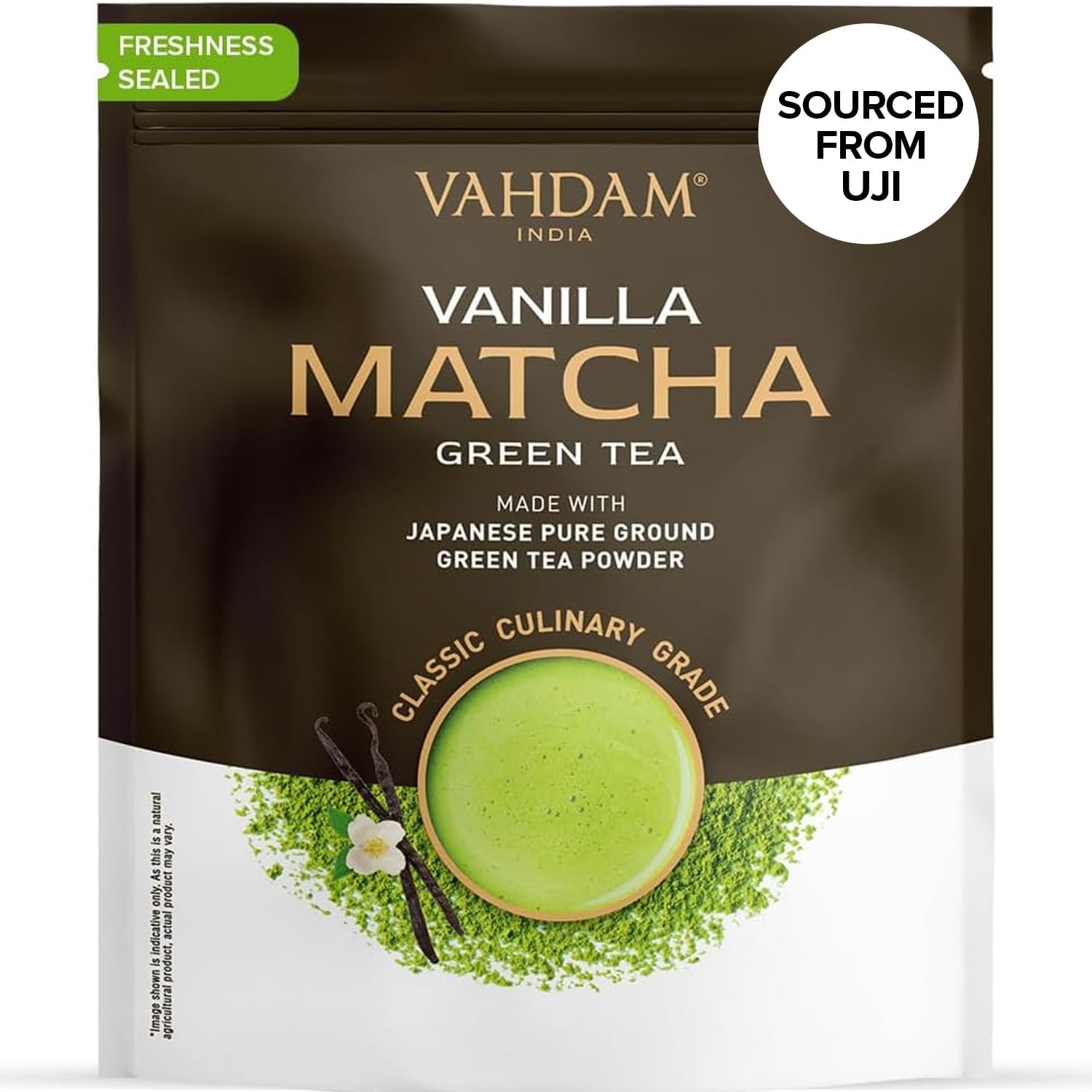 Vanilla Matcha Green Tea Powder (50 g, 50 servings) | Sourced from Uji, Japan | Premium Matcha Powder With Pure Vanilla | 100% Halal Certified | Brew Delicious Matcha Latte
