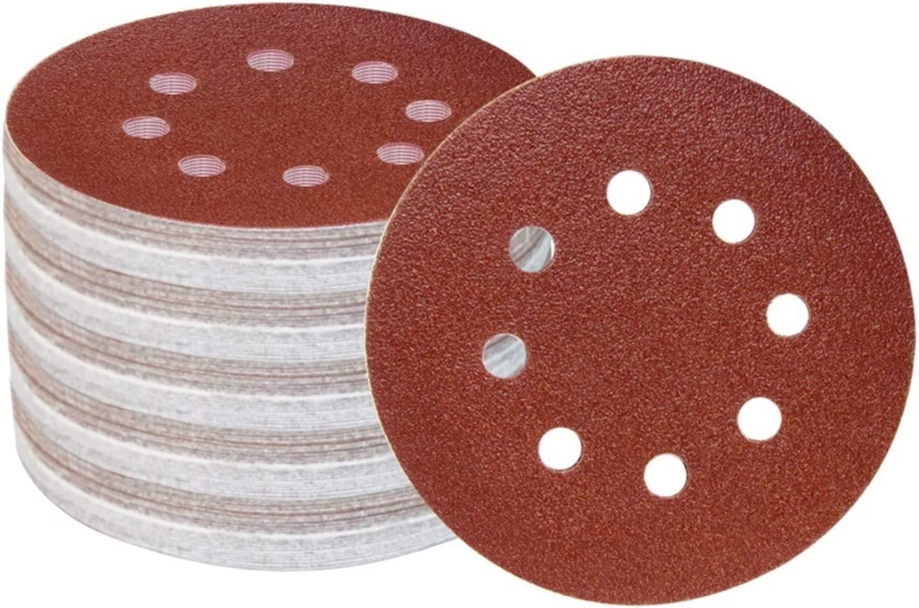 Tamponi abrasivi, carta vetrata mista, TASP 100 pezzi 125 mm 5 "carta vetrata abrasiva Levigatura disco a 8 fori con gancio e anello for carta vetrata grana 60 ~ 1500 for strumenti lucidanti Accessori