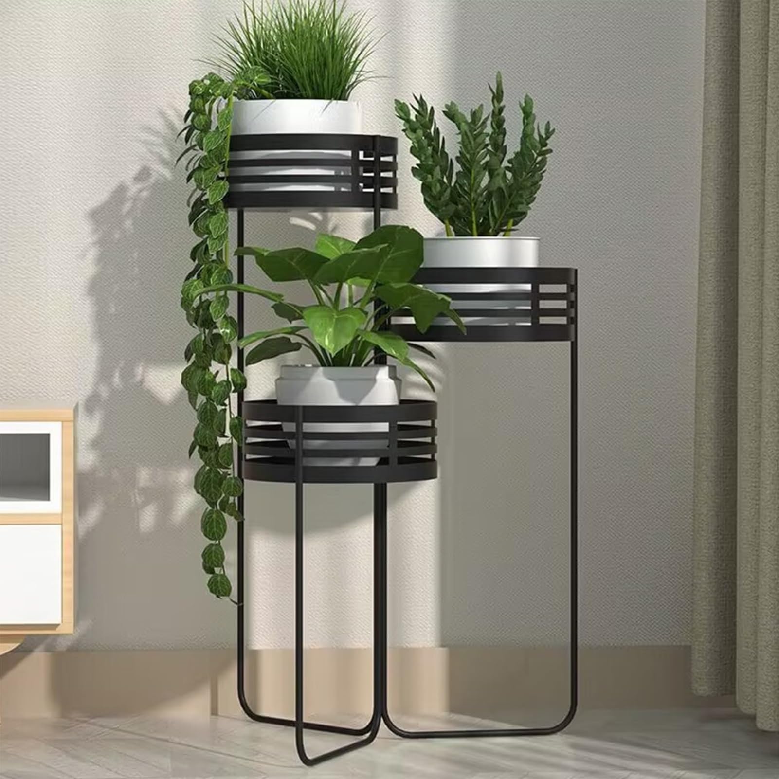 Support de plantes en métal à 3 étages pour décoration intérieure et exté