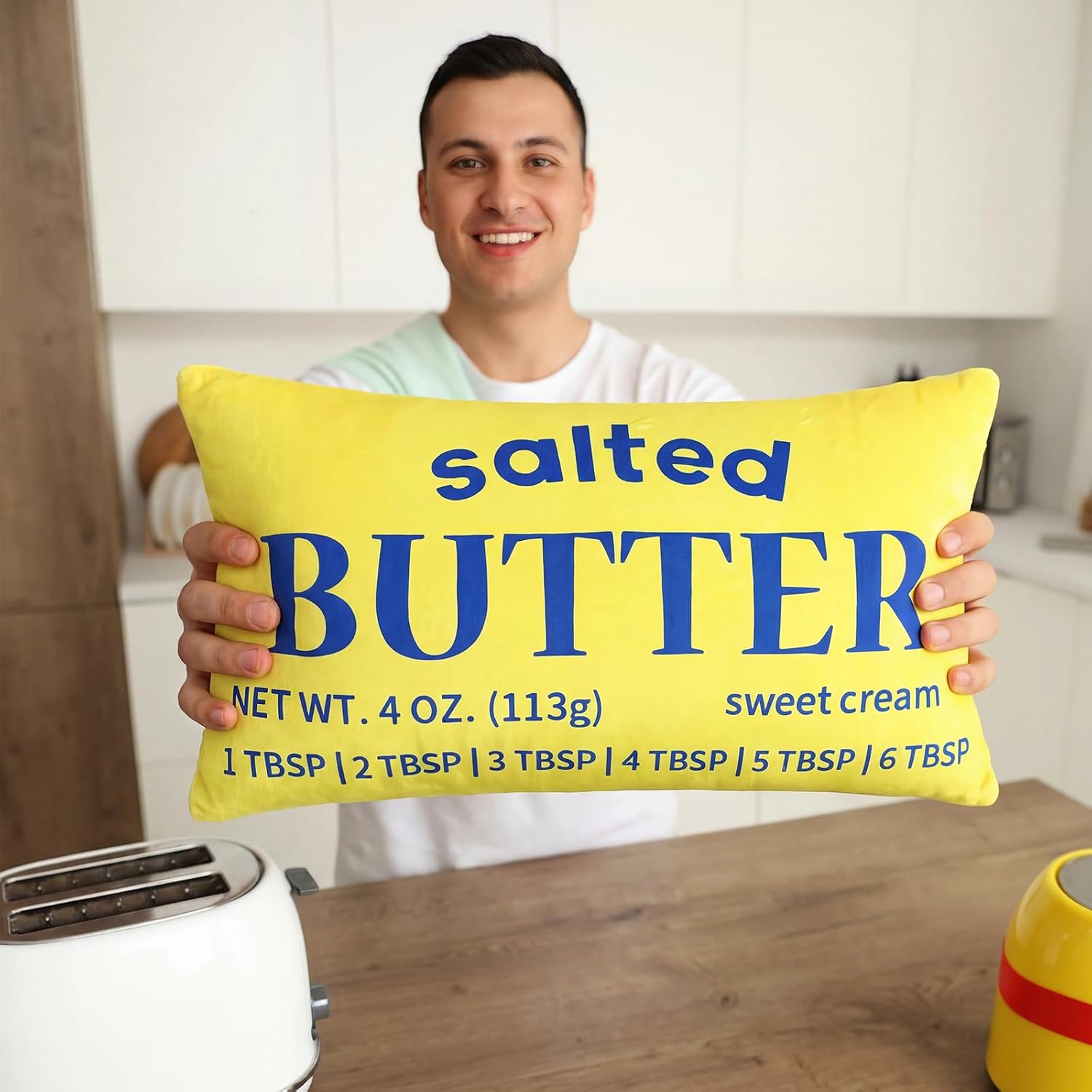 Newwiee 2 Pcs Butter Rectangular Pillow Butter Lover Funny Foodie Baking Throw Pillow Yellow Food Decorative Cushion Gifts for Living Room Bedroom Kitchen Farmhouse Dorm Decor Foodie Food Lover