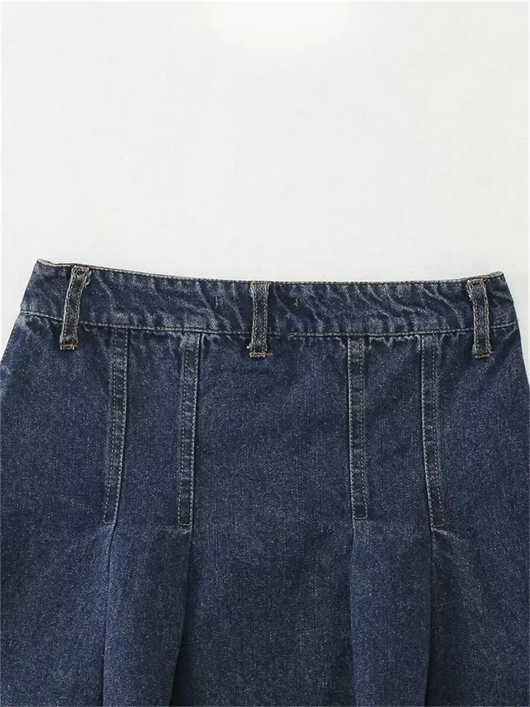 Mini gonna in denim a vita alta da donna a vita alta con gonna di sensibilità con design a sbuffo