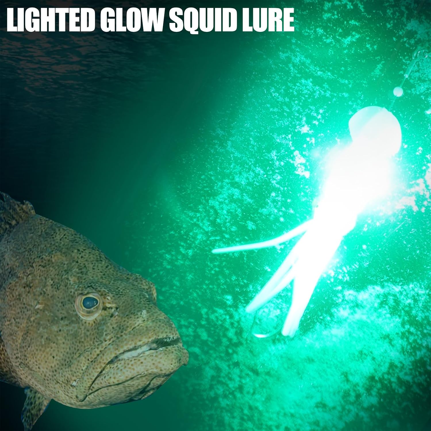 Saltwater Fishing Squid Lures Lighted Glow in the Dark LED Fishing Lures Soft Squid Jig Halibut Lingcod Salmon Trolling Lures Deep Drop Light Flasher Offshore Lures Mackerel Tuna Grouper Striper Lures