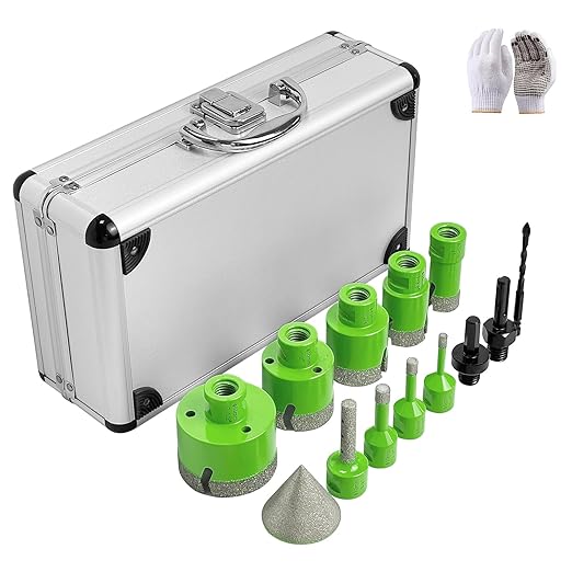 Diamond Core Drill Bits Set, 14pcs Diamond Hole Saw Kit for Tile(6/8/10