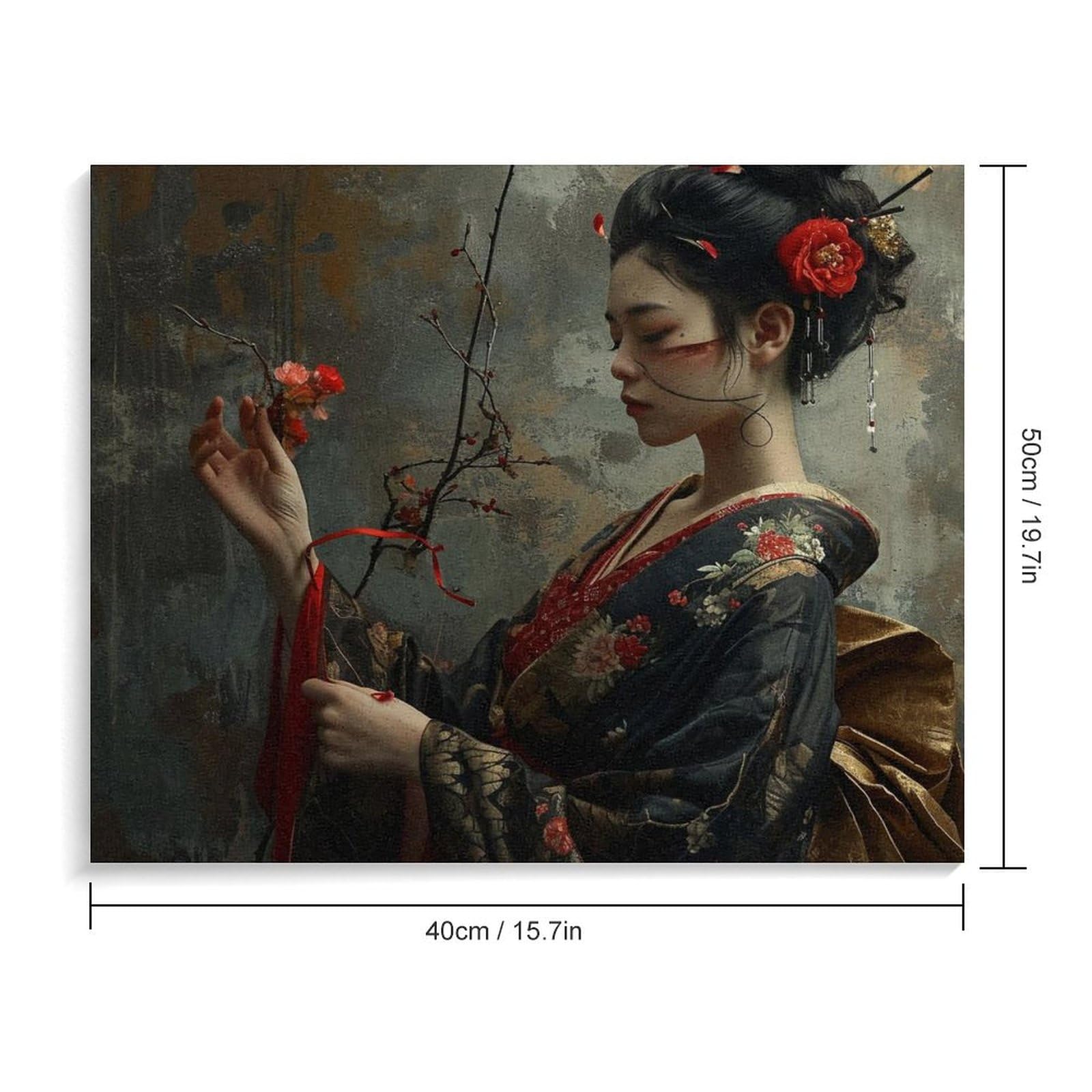 Amazon | 花を摘む着物の女性 数字キットによる絵画 数字油絵 魅力的な