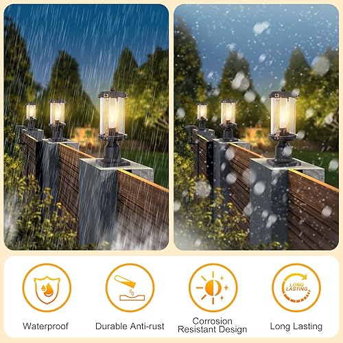 Miniatura 3 de Luces de poste al aire libre del anochecer al amanecer, farol exterior de poste de 15.9 pulgadas de alto con soporte de muelle para porche, lámpara