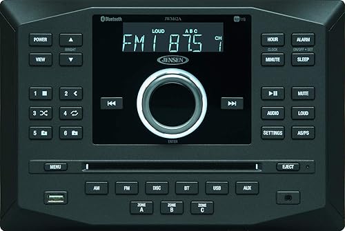 Jensen JWM62A AMFMDVDCDUSBAUXApp Ready Bluetooth estéreo de montaje en pared con control de aplicación, 3 zonas de altavoces8 salidas de altavoz 8 x