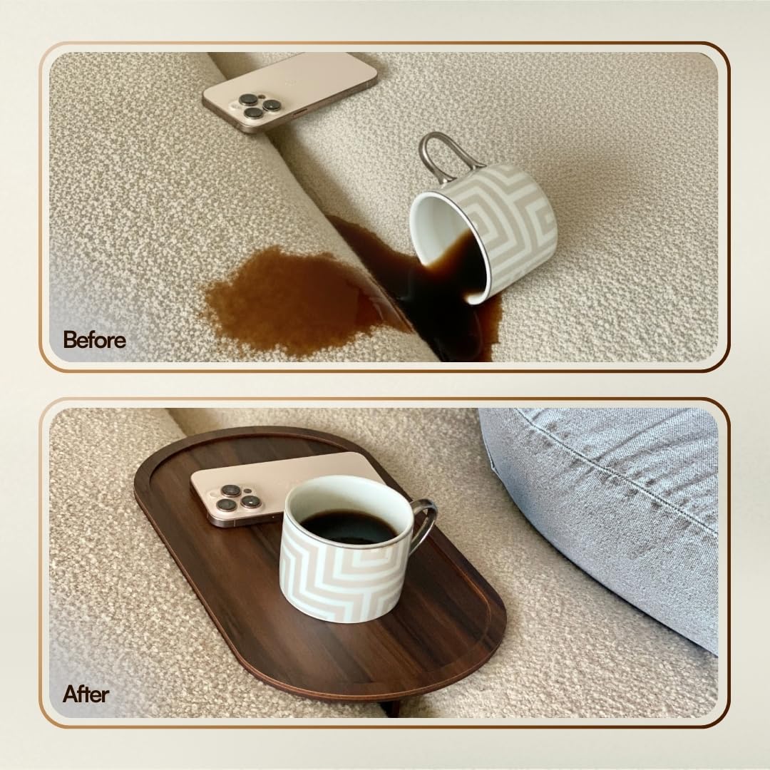 MASON HOME Elm Sofa Tray - Dark Brown | Engineered Wood | Dining Tray | Home - Office - Living Room - Bed Room | Café & Hotels | Furniture | Serving Platter for Drinks - Appetizer - Snack Bowls 4
