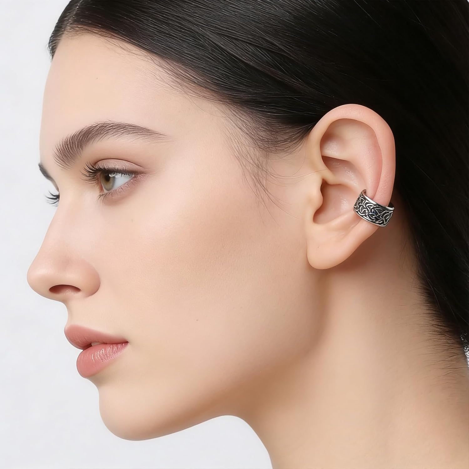 HZMAN Celtic Knot Ear Cuff Earrings for Men Women Stainless Steel No Piercing Clip On Cartilage Retro Knot Pattern Earring Jewelry Gift