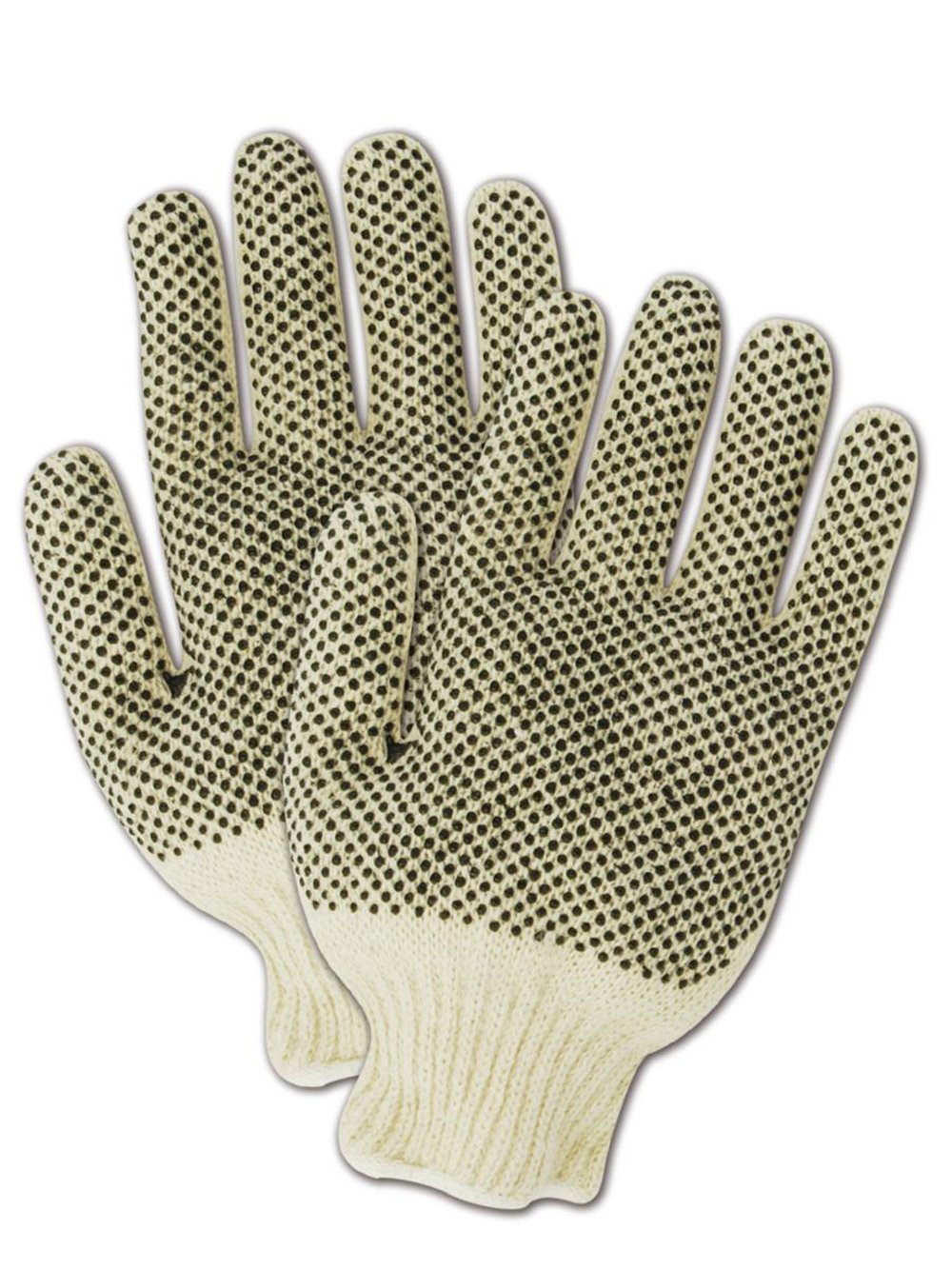 Magid Multimaster T936 algodón/poliéster guante, doble cara plástico Dots, 10 cm de largo, Mens, blanco, 12